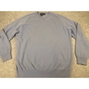 GIASONE Light Blue 100 Percent 2‎ Ply Cashmere V Neck Sweater Men's Size XL